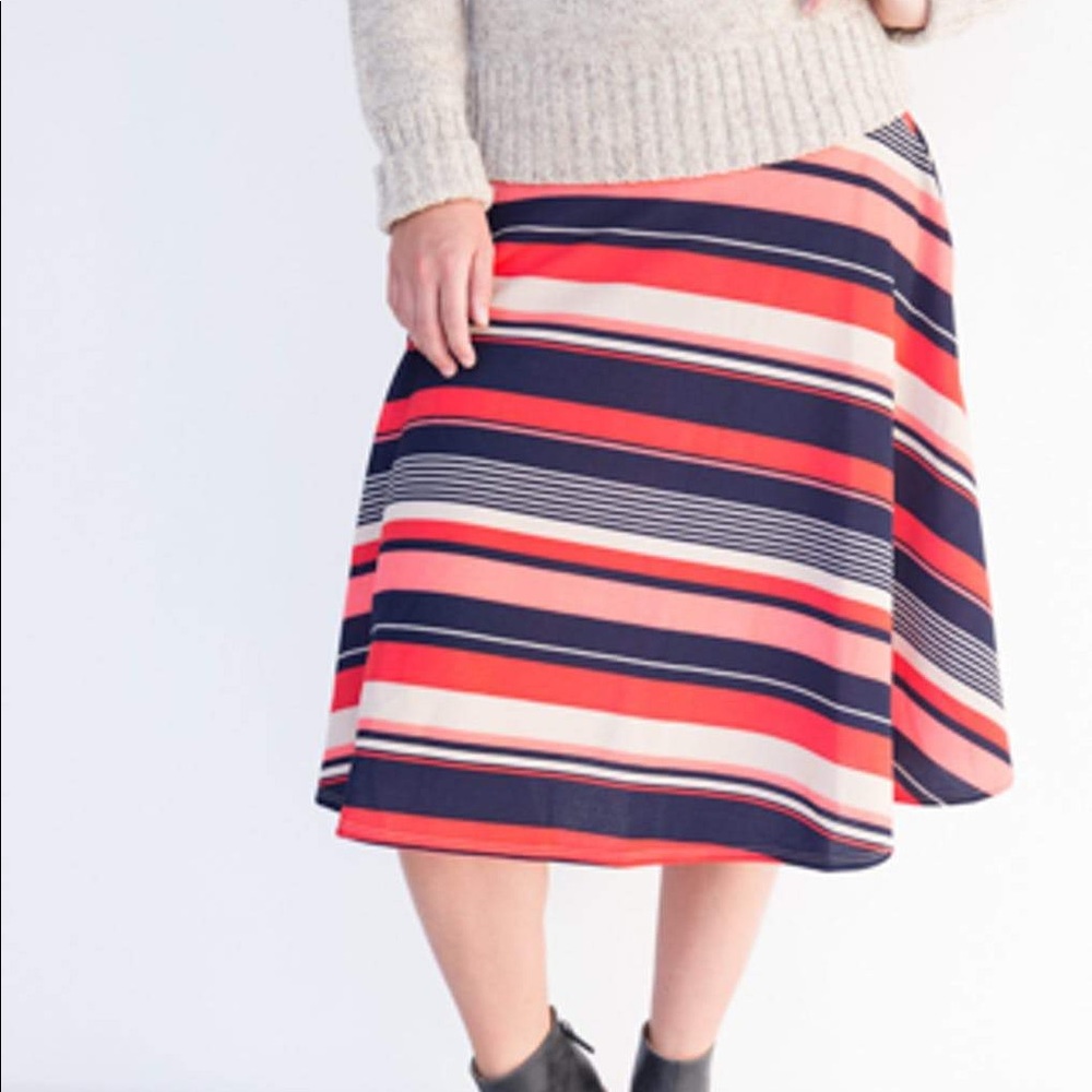 Agnes & Dora Ribbons in Coral Midi Skirt Stripes New With Tags